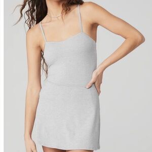 ALO ALOSOFT Courtside Tennis Dress i. Heather Gray Spaghetti Strap Sundress Mini